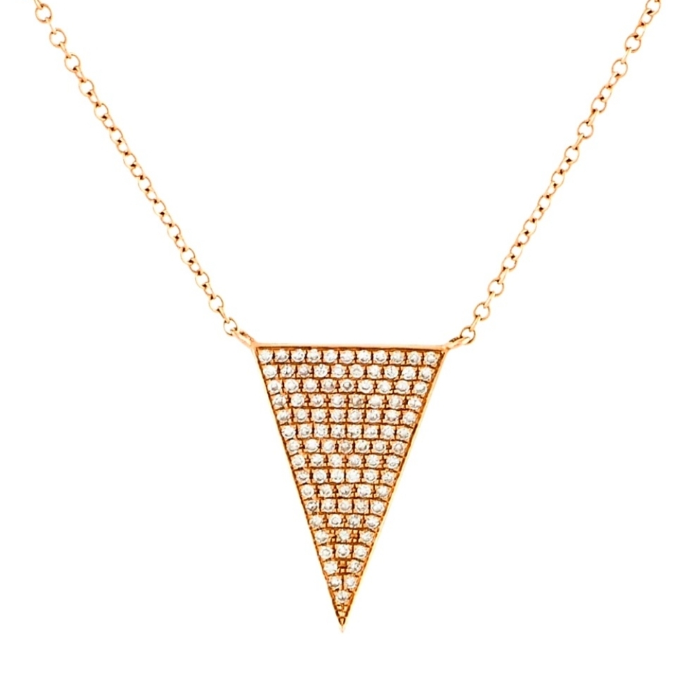 14K Diamond Triangular Pendant Necklace